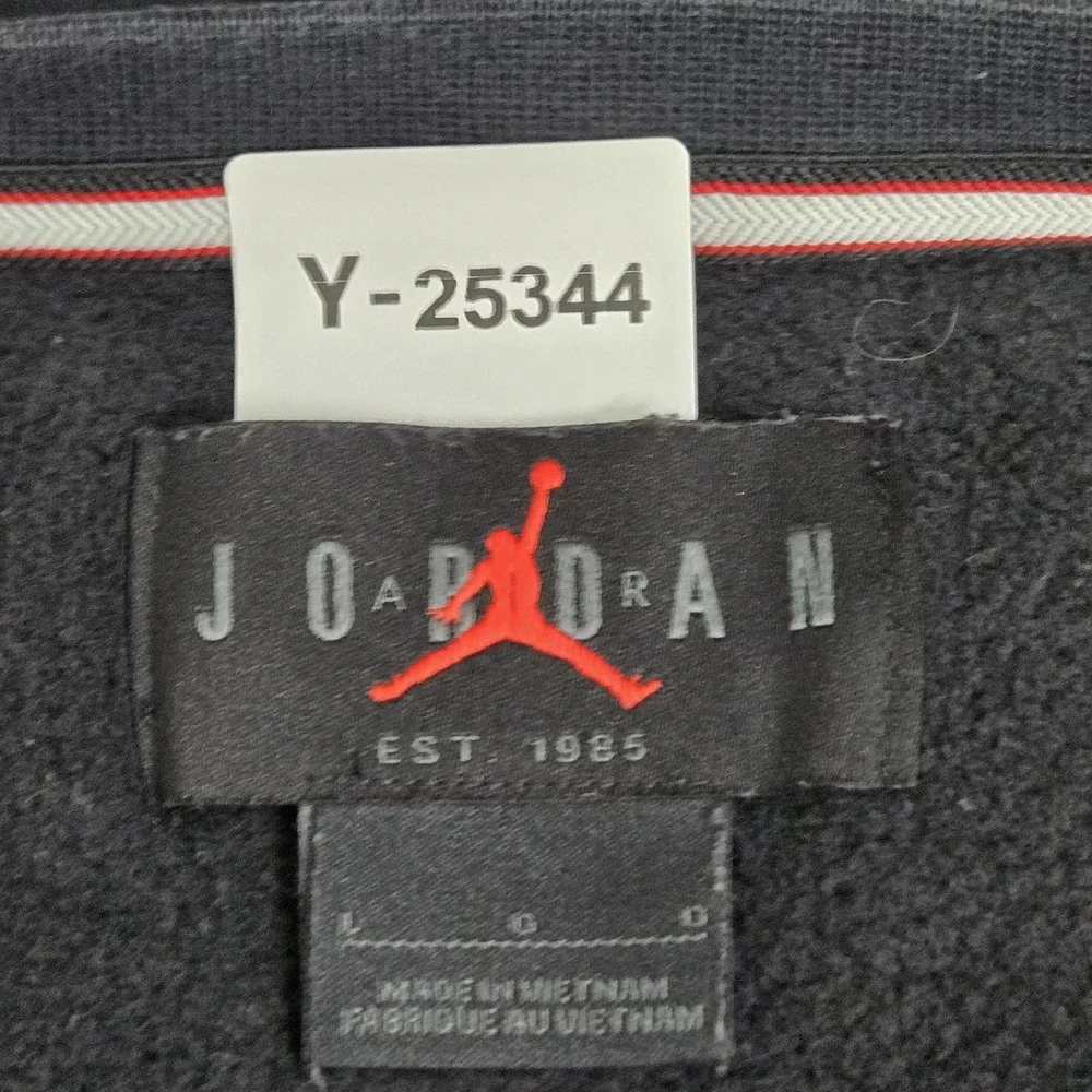 Jordan Men Sweatshirt L Black Y2K Jumpman Logo Graphic Print Long Sleeve READ